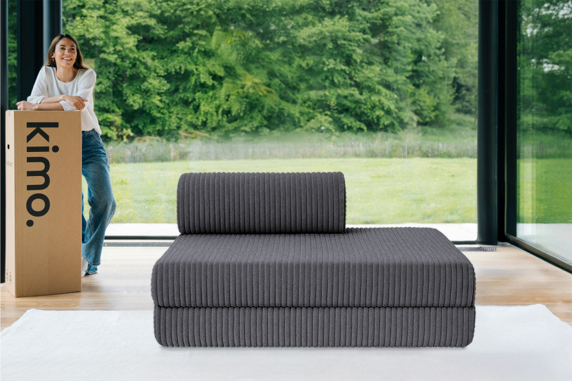 Canapé 2 places convertible et modulable - Velours côtelé XL Gris