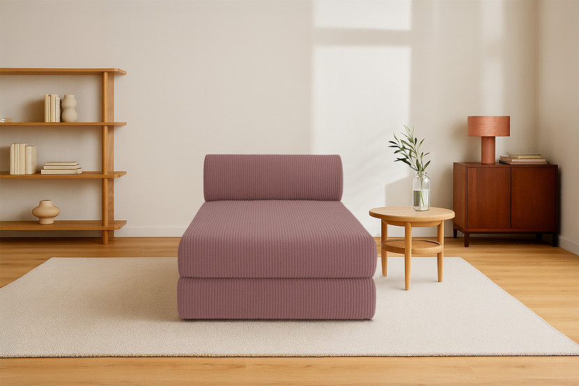 Méridienne convertible et modulable - Velours côtelé Rose