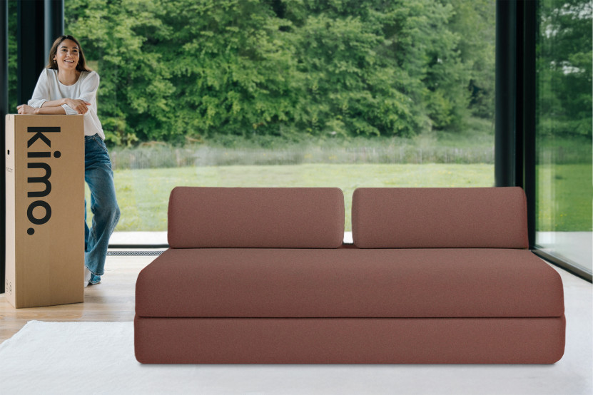 Canapé 3 places convertible et modulable - Tissu lisse Terracotta