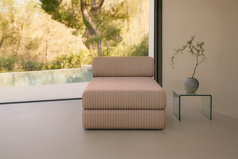 Méridienne convertible et modulable - Velours côtelé XL Marron