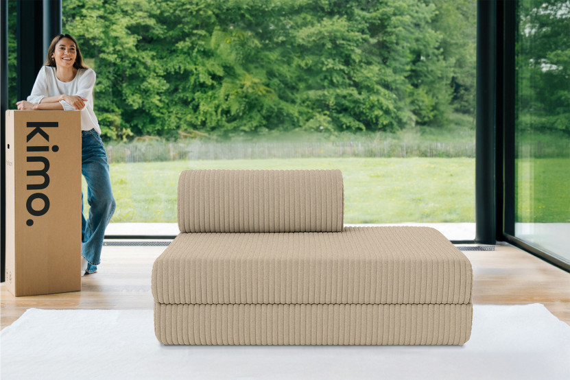 Canapé 2 places convertible et modulable - Velours côtelé XL Taupe