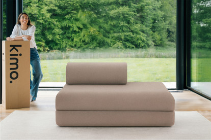 Canapé 2 places convertible et modulable - Tissu lisse Marron