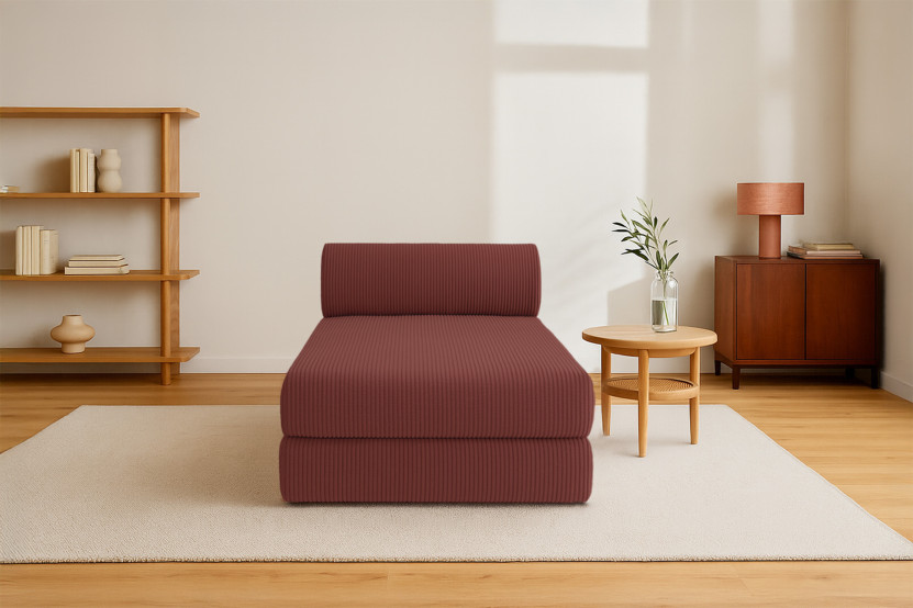 Méridienne convertible et modulable - Velours côtelé Rouge