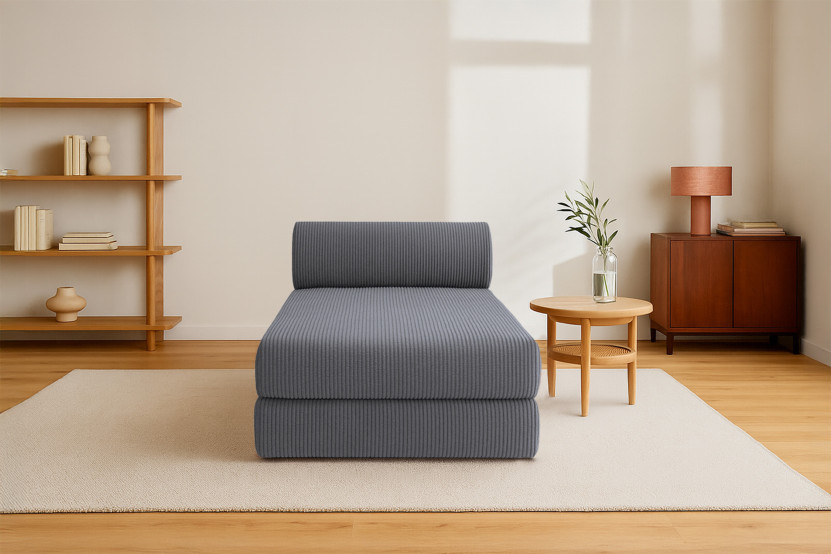 Méridienne convertible et modulable - Velours côtelé Gris