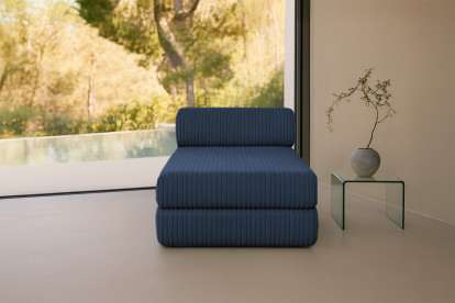 Méridienne convertible et modulable - Velours côtelé XL Bleu