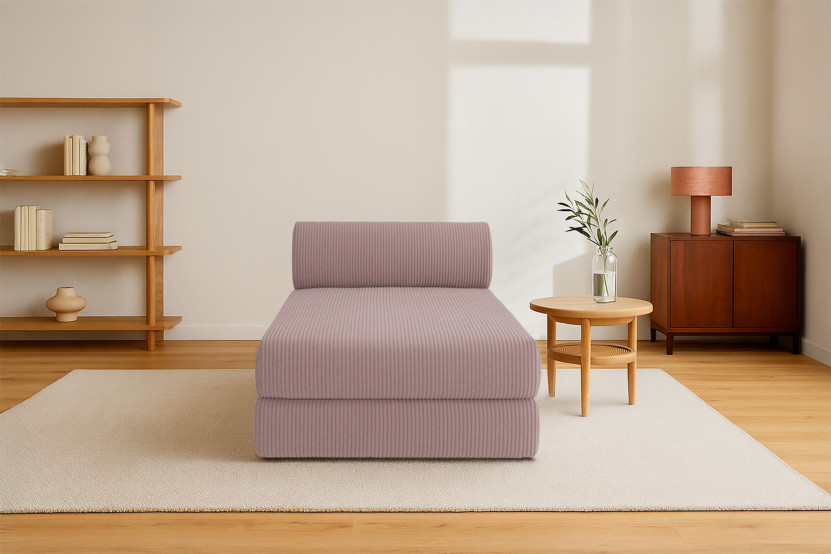 Méridienne convertible et modulable - Velours côtelé Rose pâle