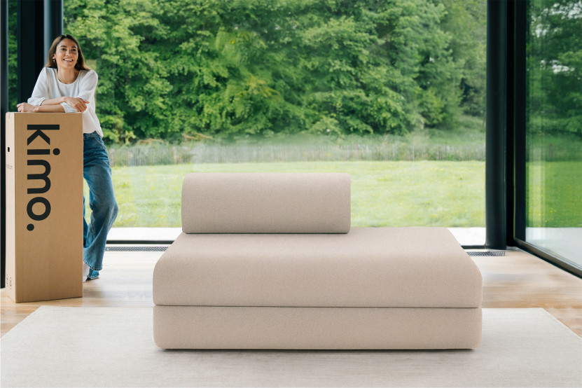 Canapé 2 places convertible et modulable - Tissu lisse Beige