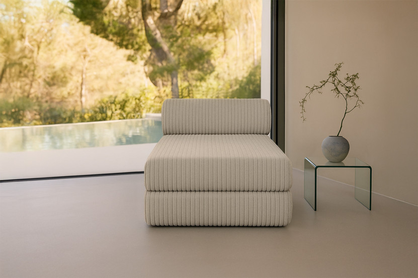 Méridienne convertible et modulable - Velours côtelé XL Taupe