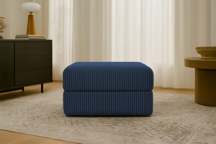 Pouf convertible et modulable - Velours côtelé XL Bleu