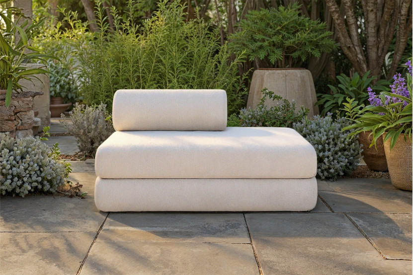 Canapé 2 places convertible et modulable - Tissu extérieur Beige clair