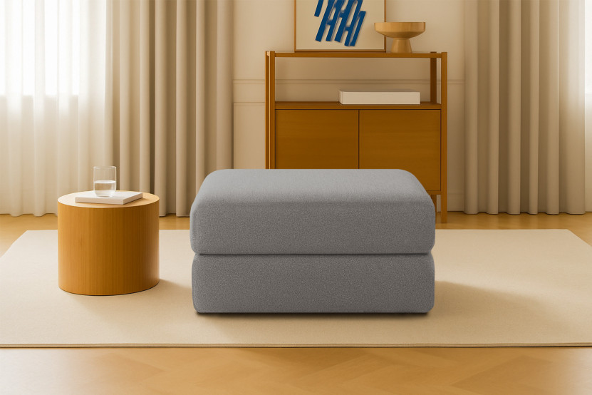 Pouf convertible et modulable - Tissu lisse Gris