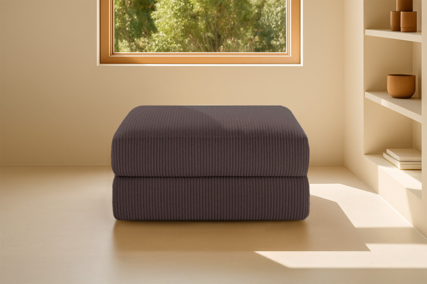 Pouf convertible et modulable - Velours côtelé Marron