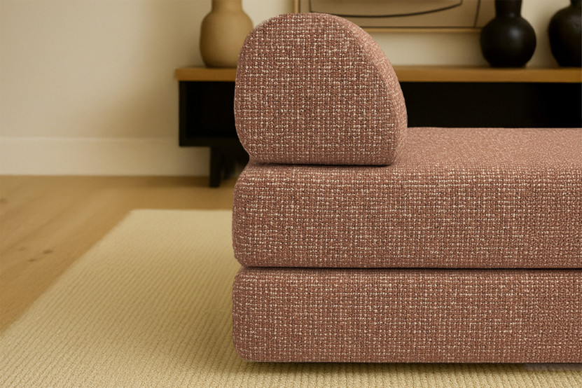 Méridienne convertible et modulable - Tissu tweed Rouge