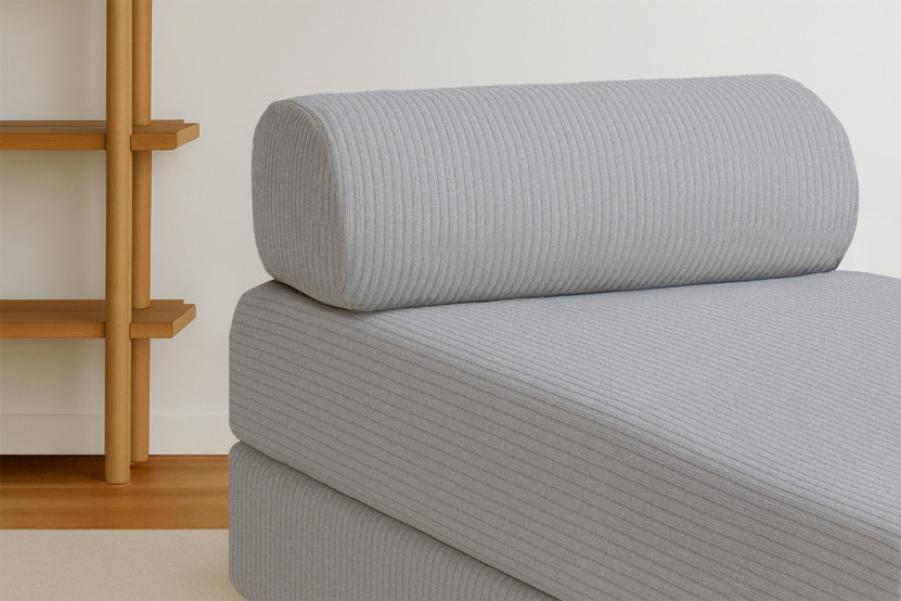 Méridienne convertible et modulable - Velours côtelé Gris clair