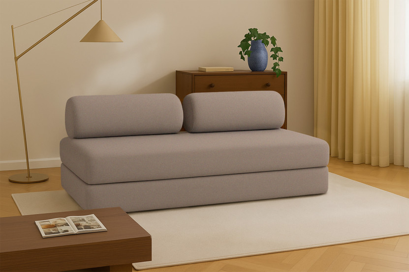 Canapé 3 places convertible et modulable - Tissu lisse Marron