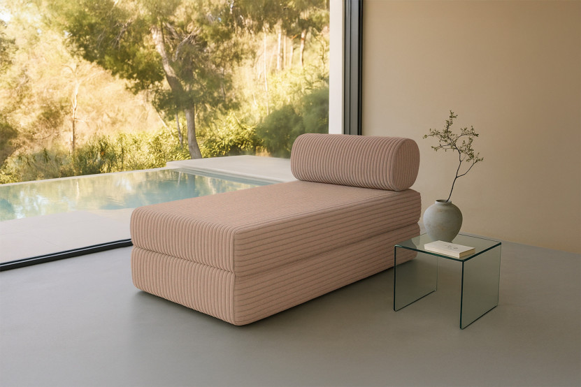 Méridienne convertible et modulable - Velours côtelé XL Marron