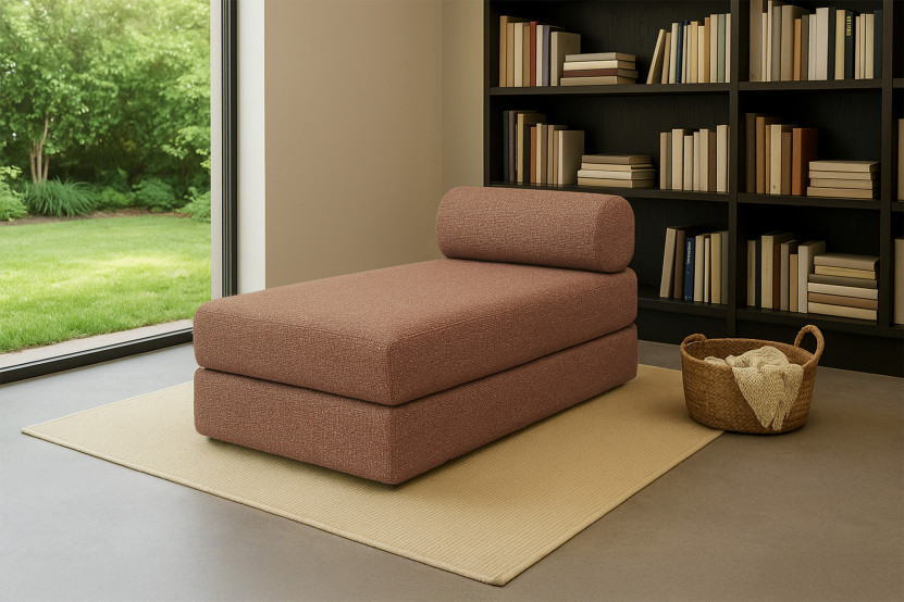 Méridienne convertible et modulable - Tissu tweed Rouge