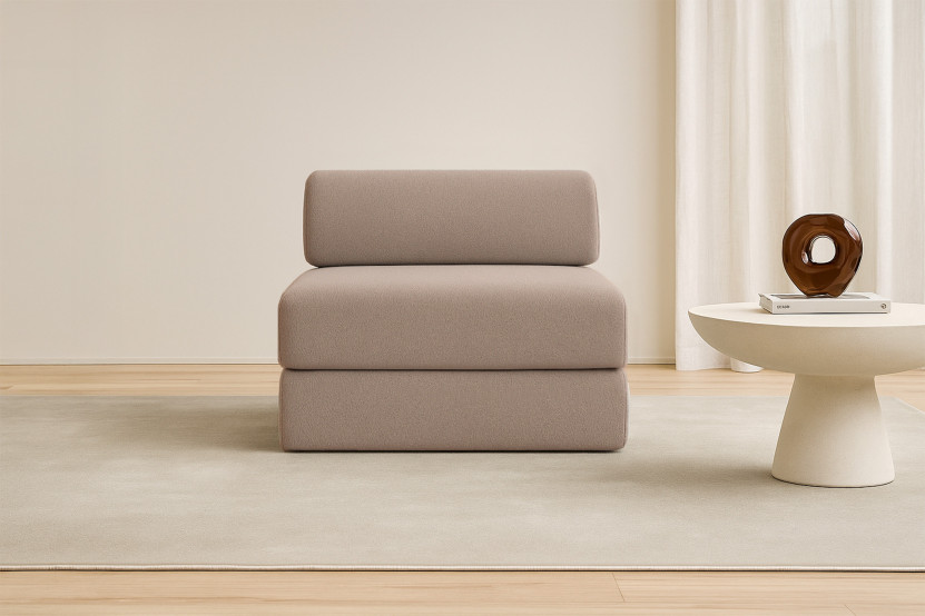 Fauteuil convertible et modulable - Tissu lisse Marron