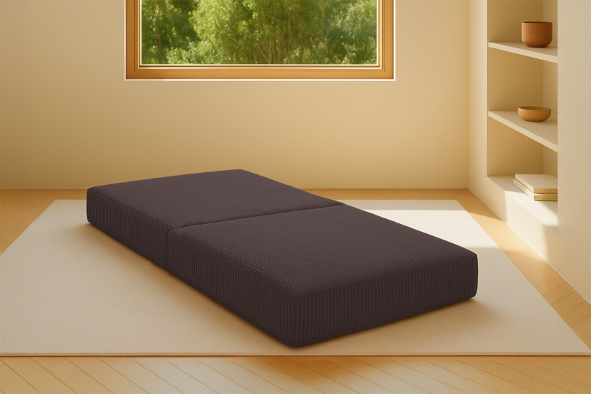 Pouf convertible et modulable - Velours côtelé Marron