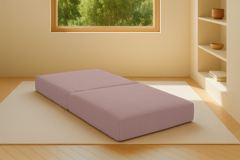 Pouf convertible et modulable - Velours côtelé Rose pâle