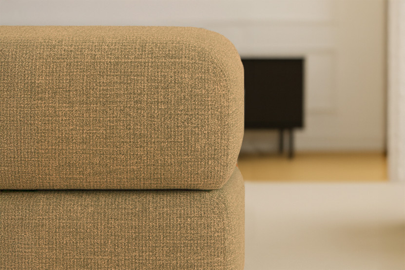 Pouf convertible et modulable - Tissu tweed Jaune