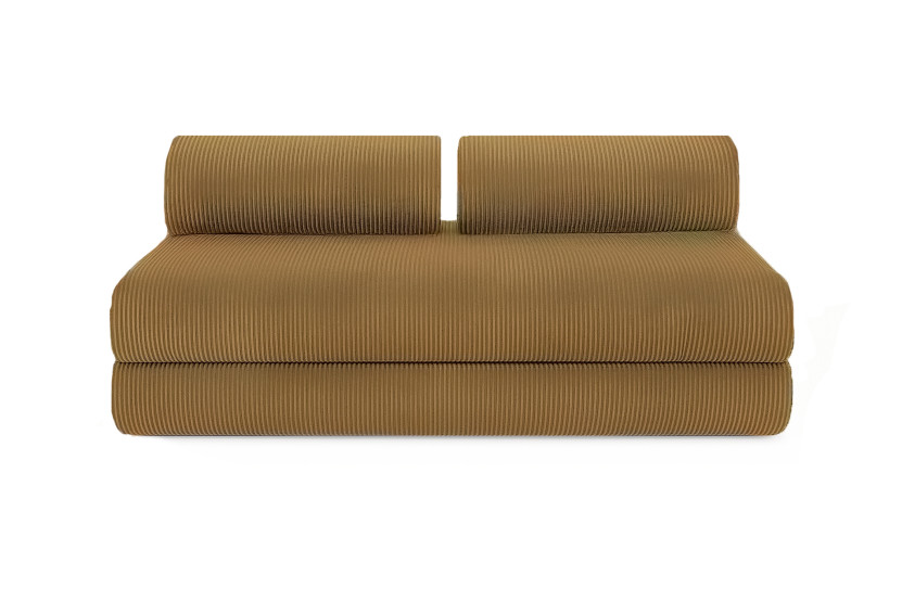 Canapé d'angle 6 places - 3 modules convertibles : Canapé 3 places + Fauteuil + Pouf - Velours côtelé Jaune