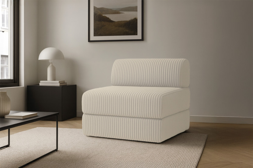 Fauteuil convertible et modulable - Velours côtelé XL Blanc