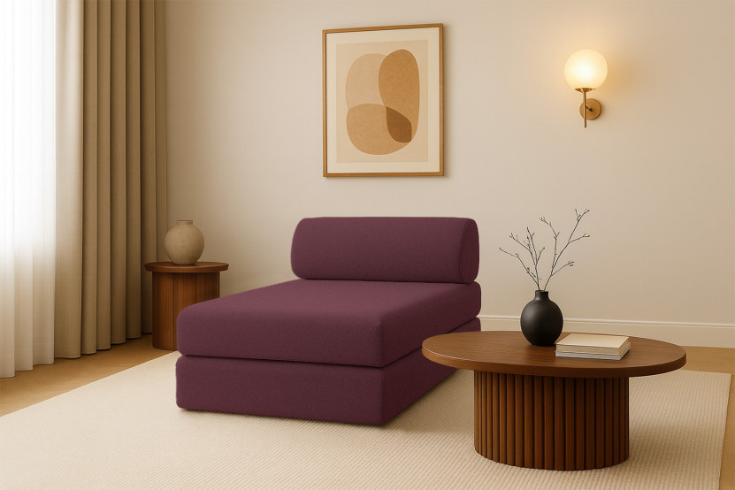 Méridienne convertible et modulable - Tissu lisse Rouge