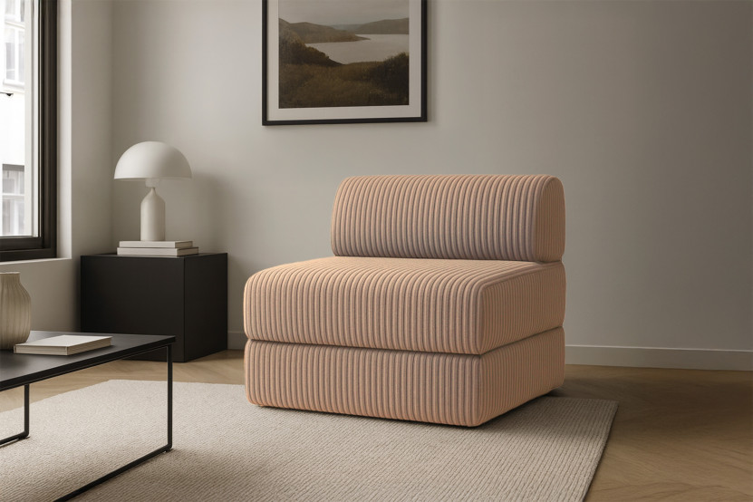 Fauteuil convertible et modulable - Velours côtelé XL Marron