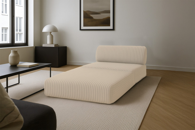 Fauteuil convertible et modulable - Velours côtelé XL Beige