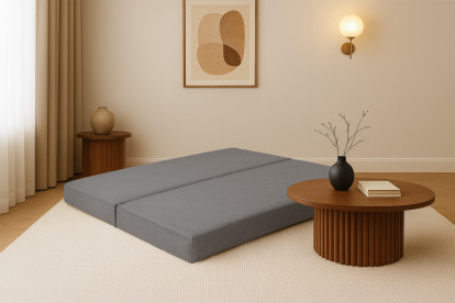 Méridienne convertible et modulable - Tissu lisse Gris
