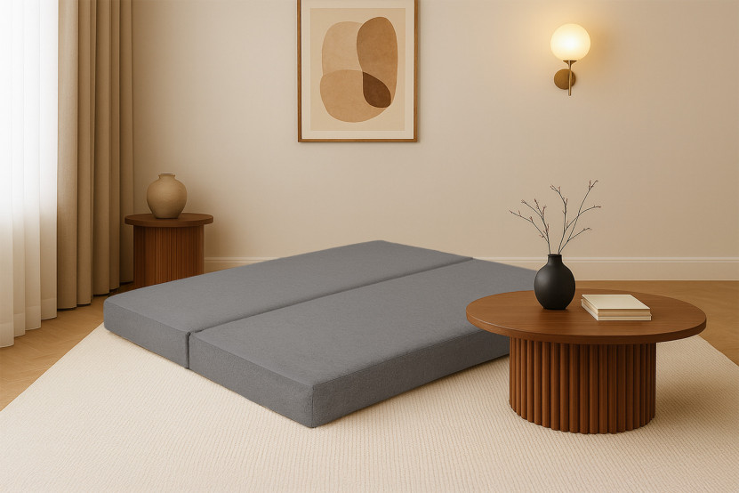 Méridienne convertible et modulable - Tissu lisse Gris