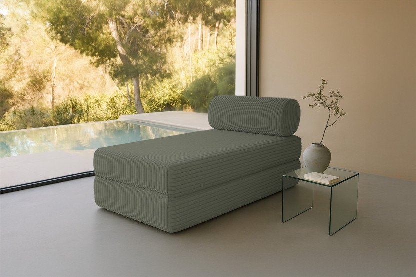 Méridienne convertible et modulable - Velours côtelé XL Vert