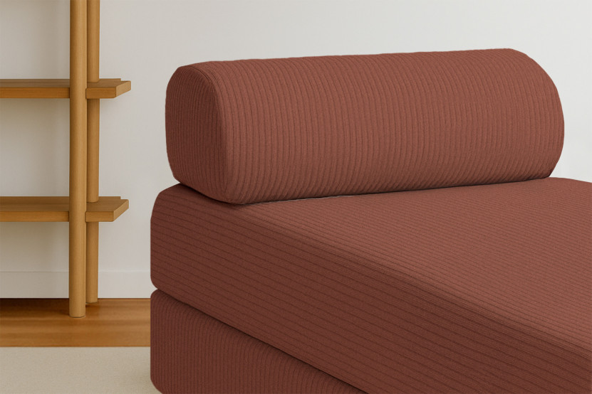 Méridienne convertible et modulable - Velours côtelé Terracotta