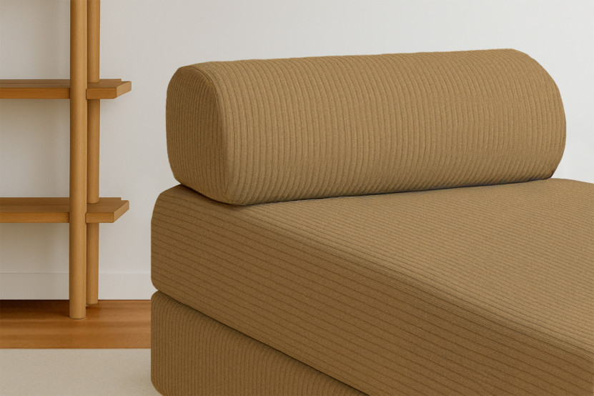 Méridienne convertible et modulable - Velours côtelé Jaune