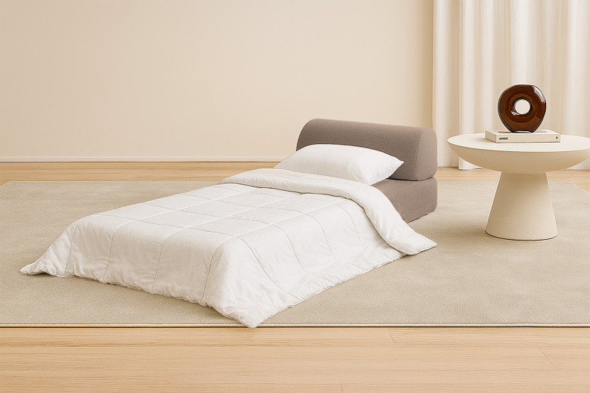 Fauteuil convertible et modulable - Tissu lisse Marron