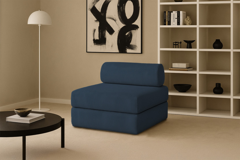 Fauteuil convertible et modulable - Velours côtelé Bleu