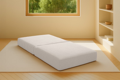 Pouf convertible et modulable - Velours côtelé Blanc