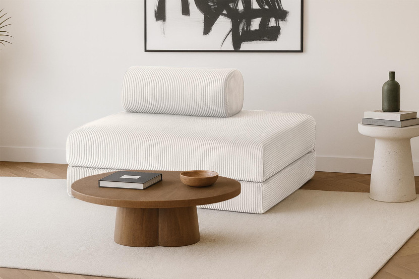 Canapé 2 places convertible et modulable - Velours côtelé Blanc