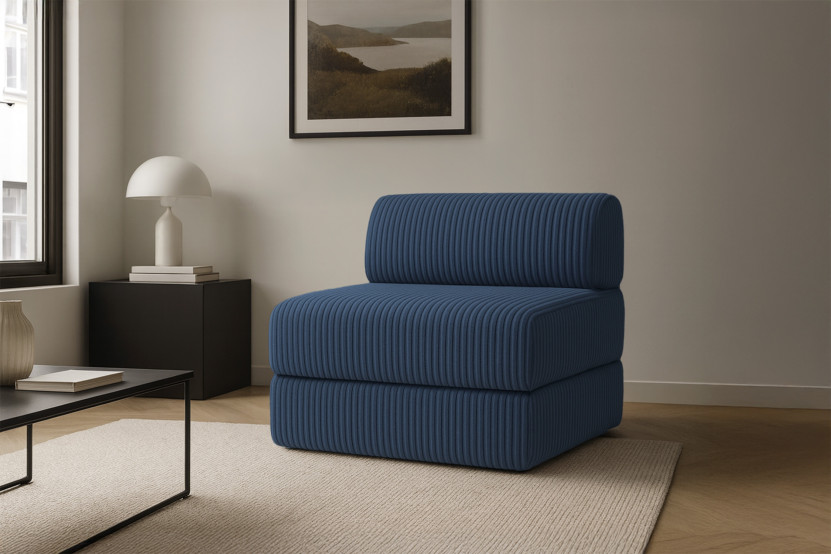 Fauteuil convertible et modulable - Velours côtelé XL Bleu