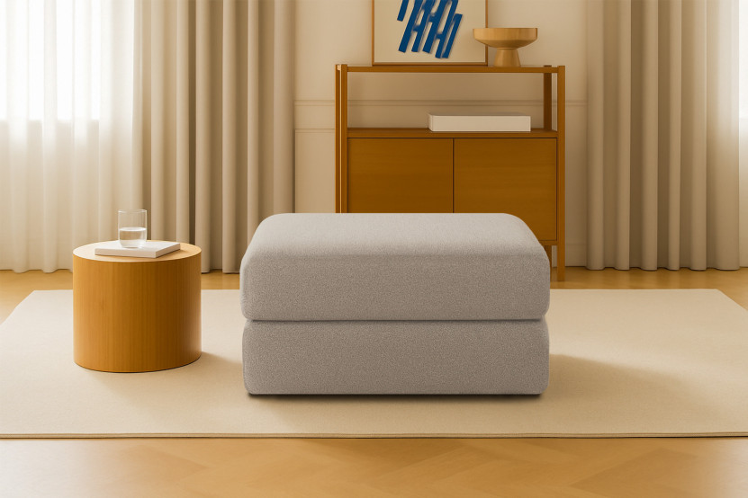 Pouf convertible et modulable - Tissu lisse Taupe
