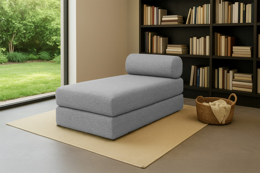 Méridienne convertible et modulable - Tissu tweed Gris