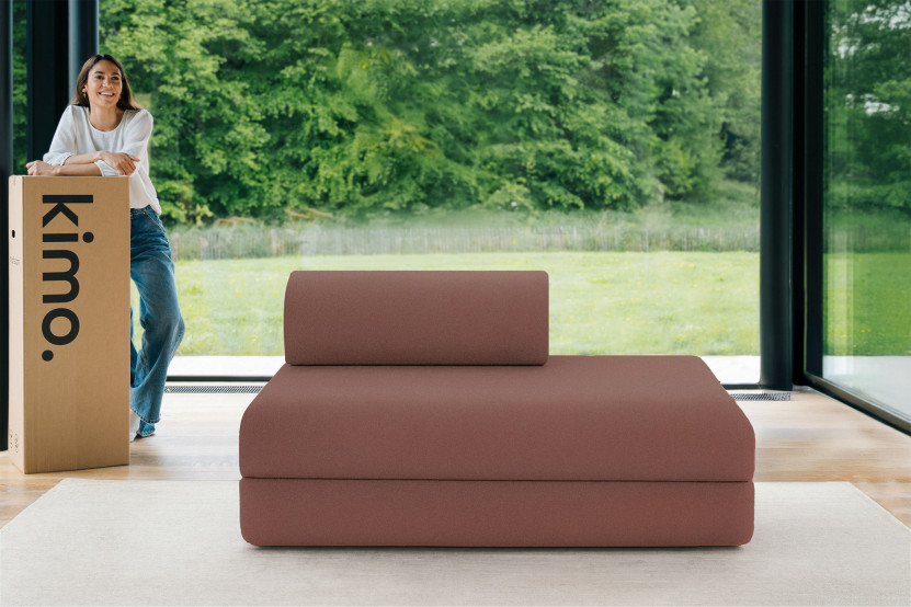 Canapé 2 places convertible et modulable - Tissu lisse Terracotta