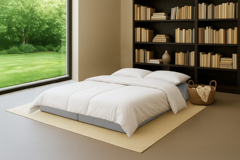 Méridienne convertible et modulable - Tissu tweed Gris