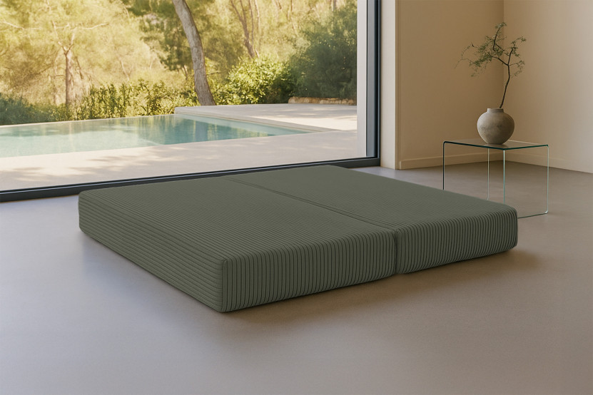 Méridienne convertible et modulable - Velours côtelé XL Vert