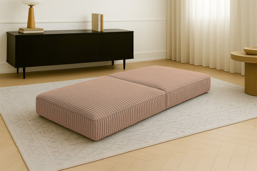 Pouf convertible et modulable - Velours côtelé XL Marron