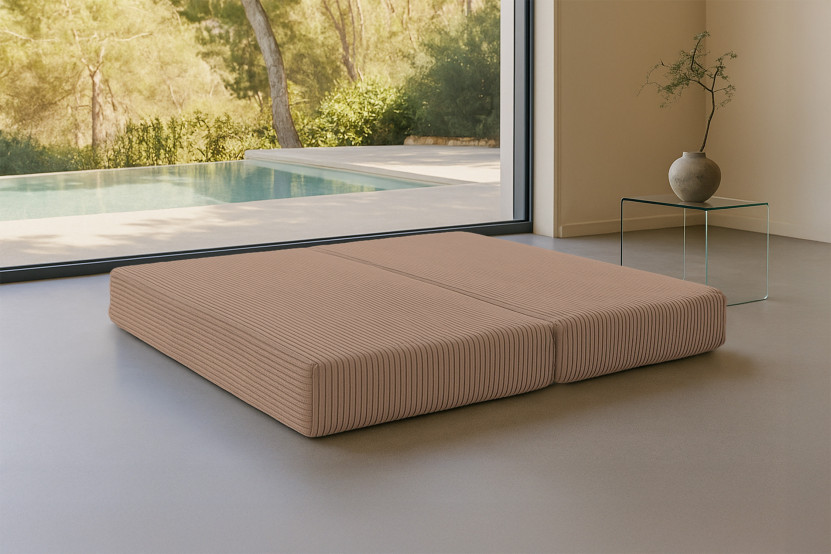 Méridienne convertible et modulable - Velours côtelé XL Marron