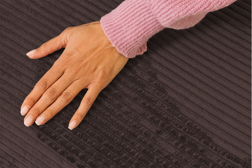 Housse Pouf convertible - Tissu velours côtelé marron