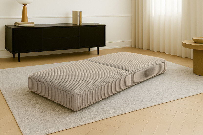 Pouf convertible et modulable - Velours côtelé XL Taupe