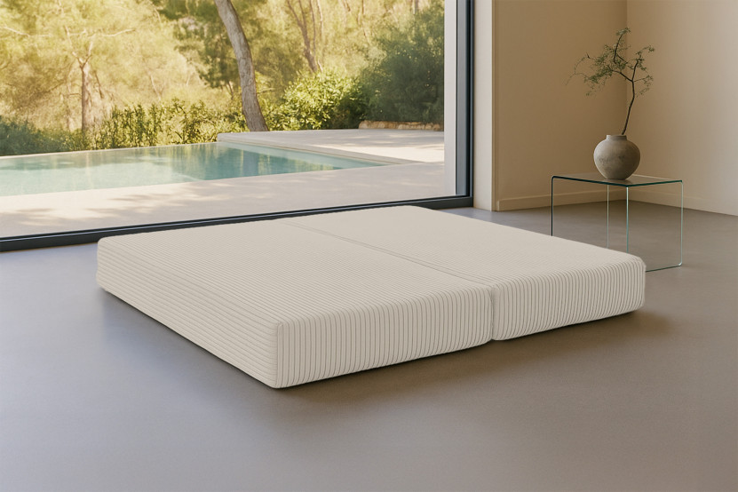 Méridienne convertible et modulable - Velours côtelé XL Blanc